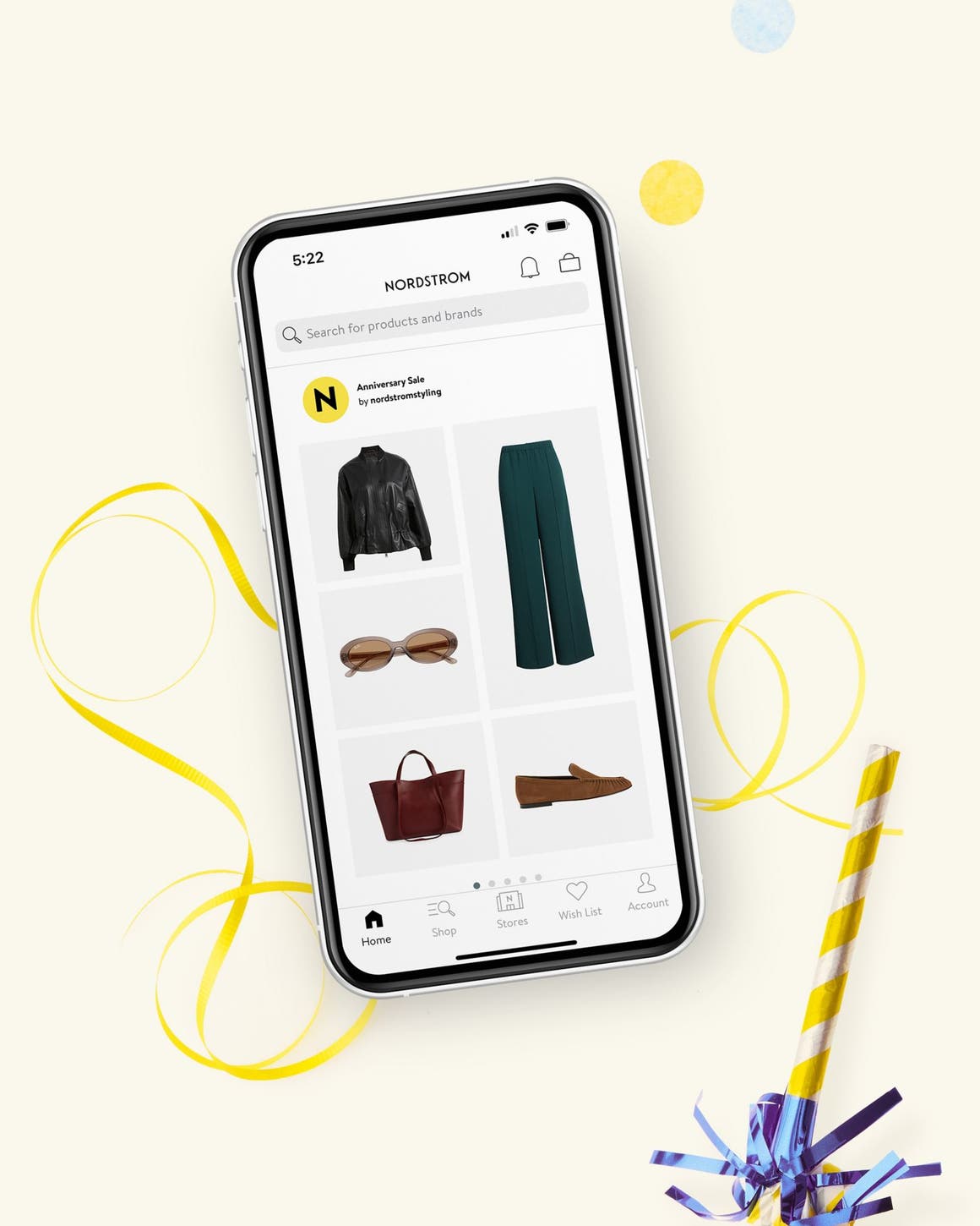 A smartphone showing the Nordstrom app.