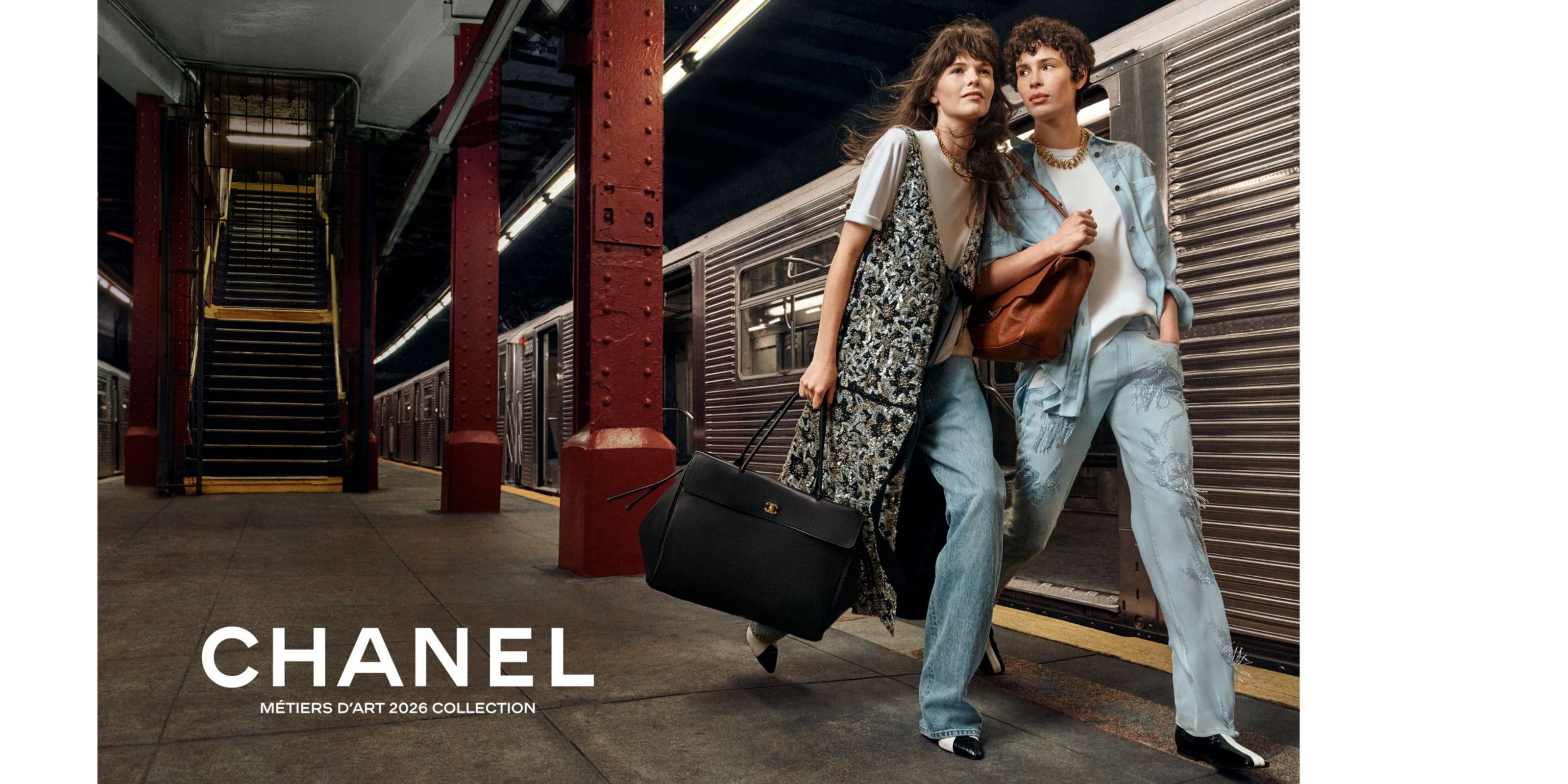 two women at train station wearing CHANEL