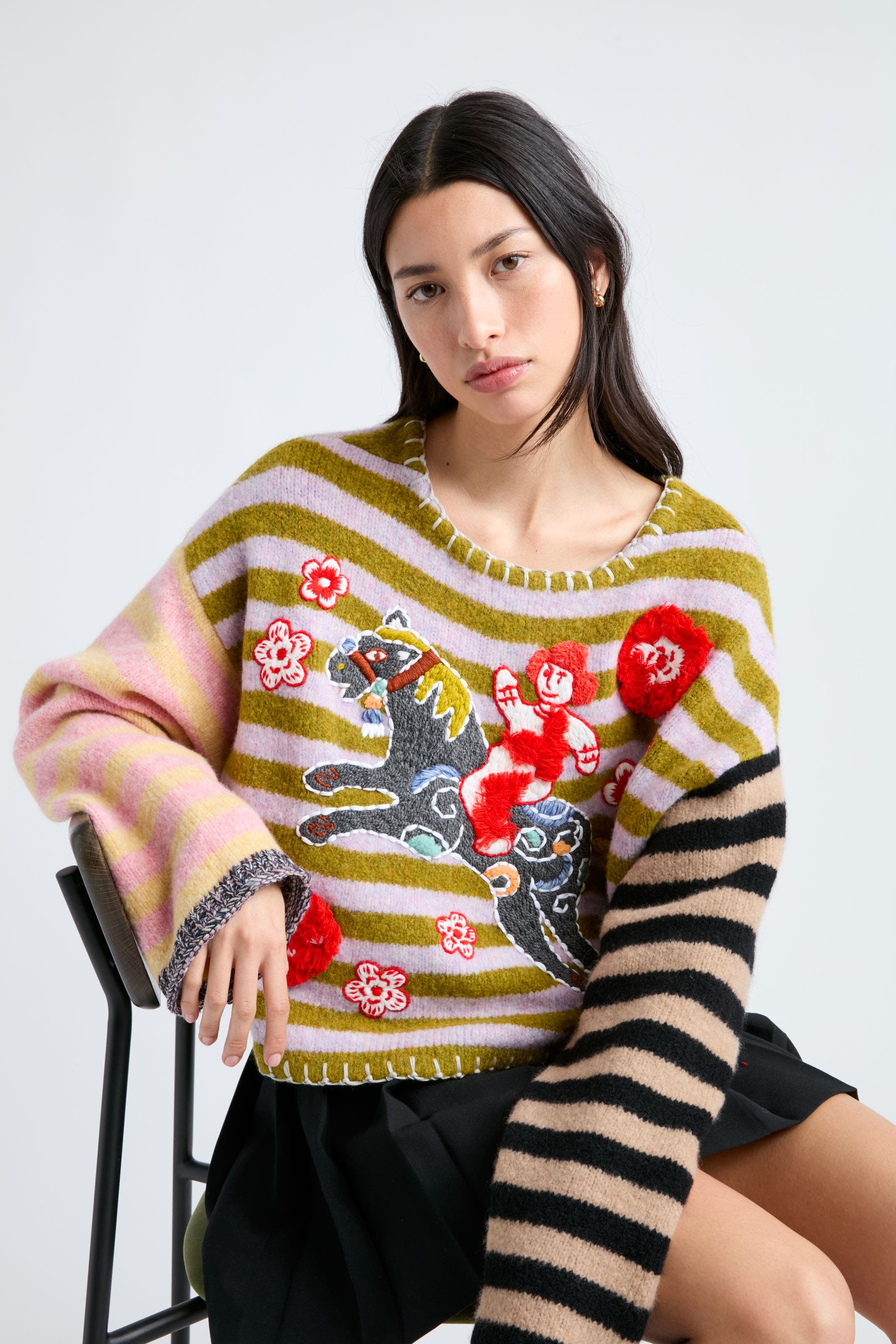 Woman wearing a YanYan sweater