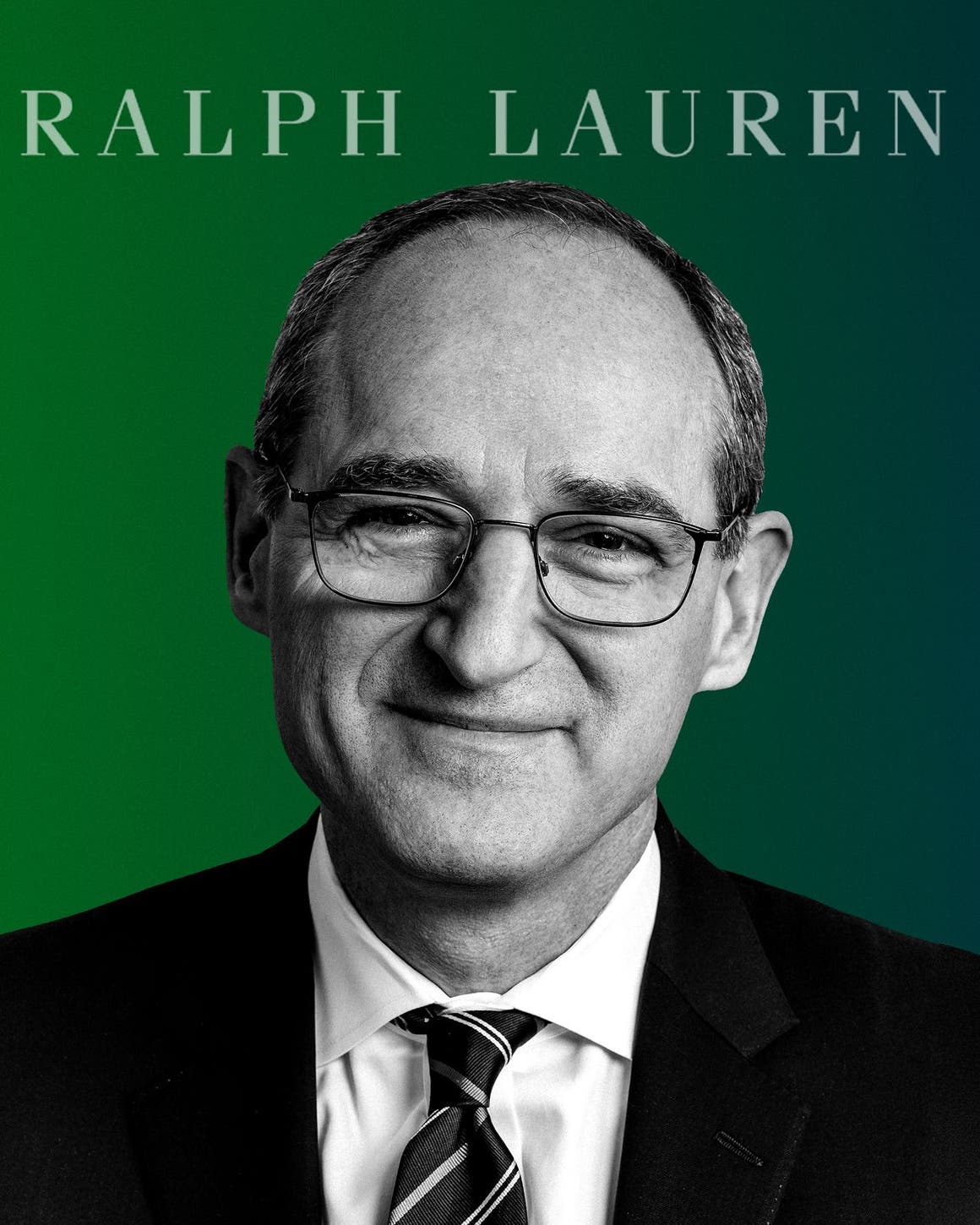 Ralph Lauren CEO & President Patrice Louvet alongside the Ralph Lauren logo.