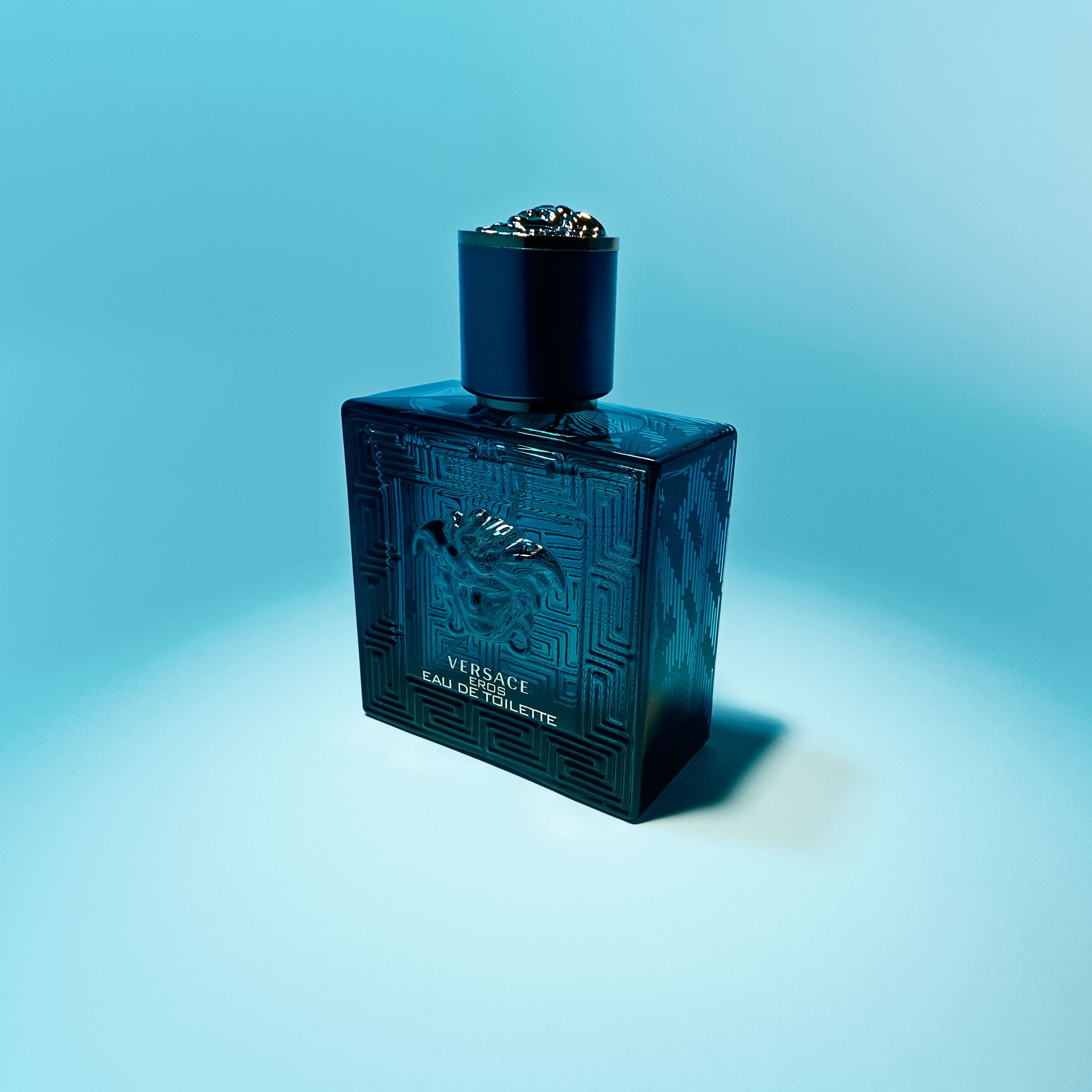 A bottle of Versace eau de toilette.