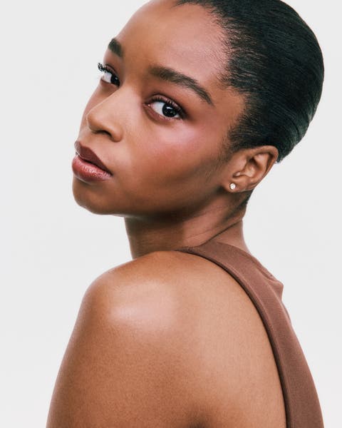 A woman with bold brows.