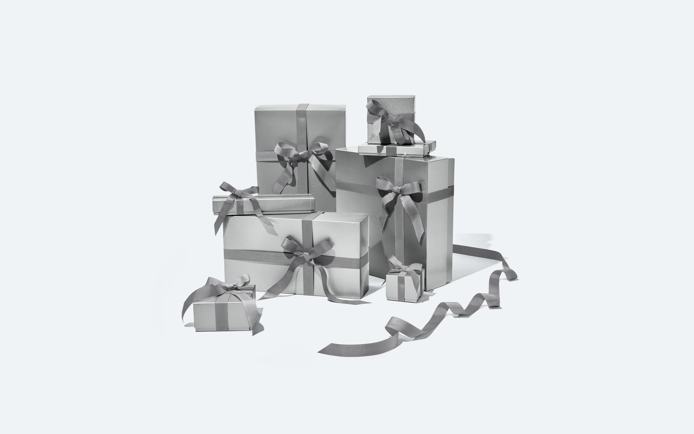 A collection of Nordstrom gift boxes.