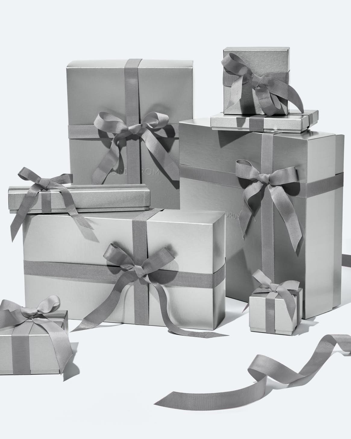 A collection of Nordstrom gift boxes.