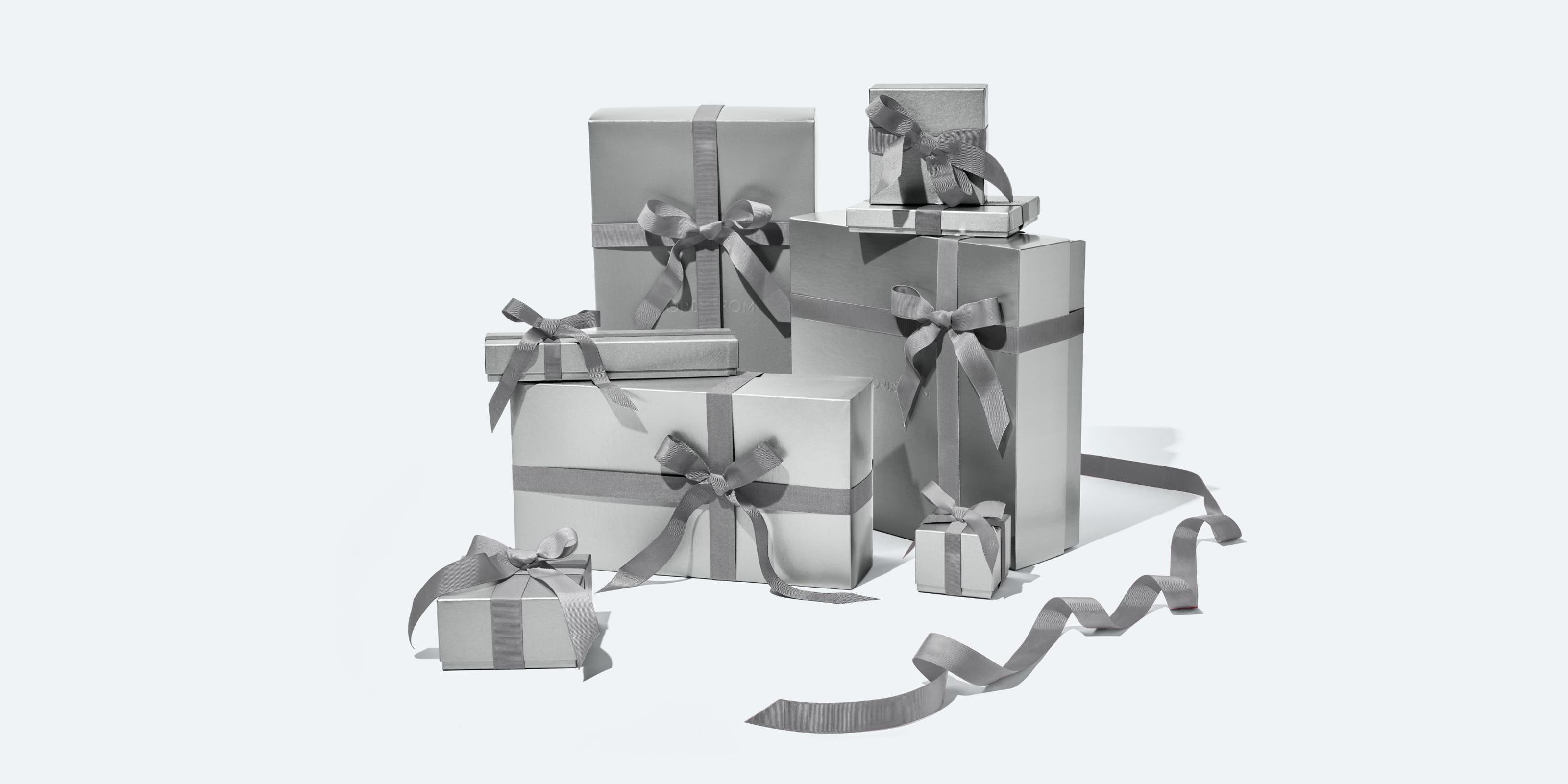 A collection of Nordstrom gift boxes.