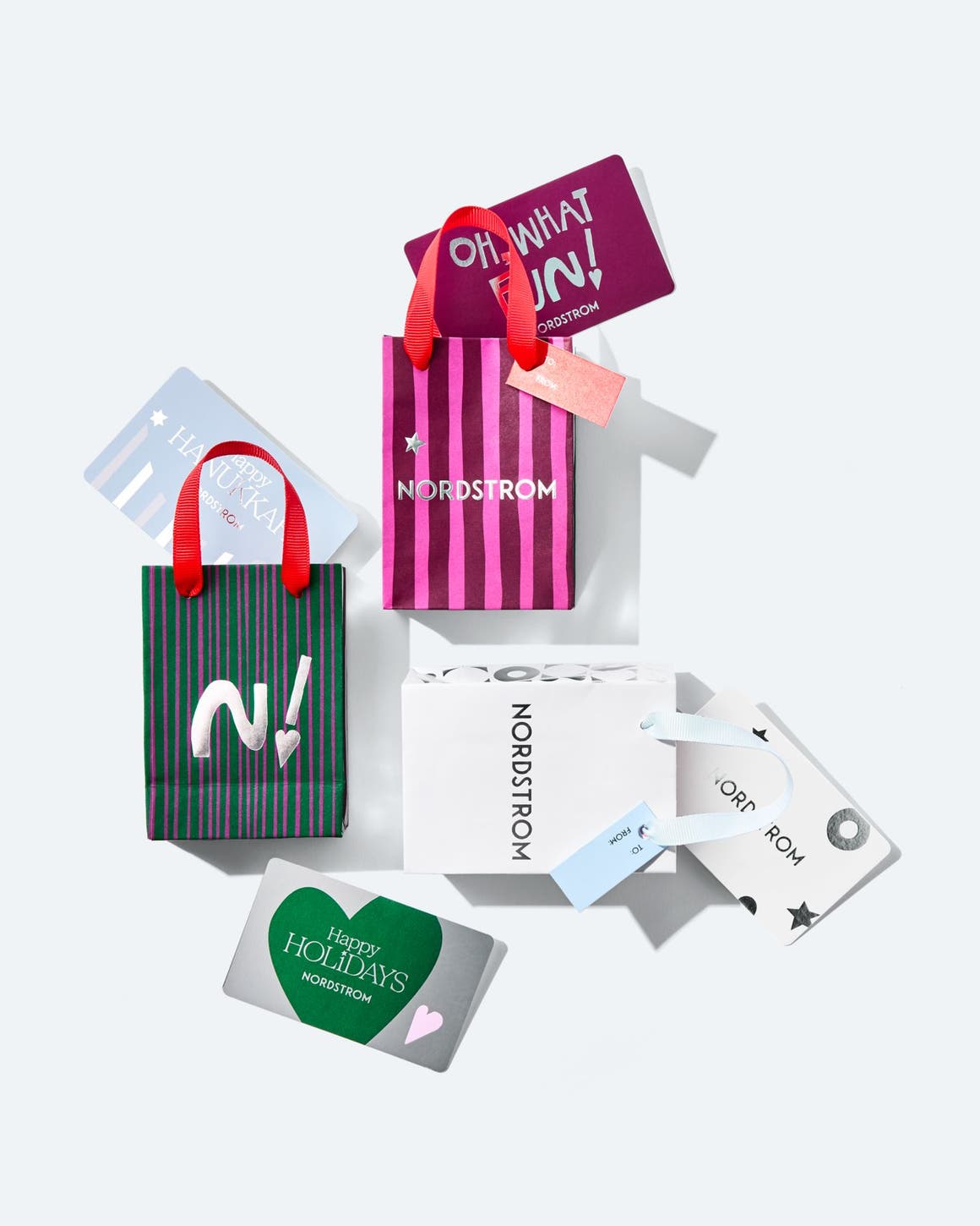 Variety of Nordstrom holiday gift cards.