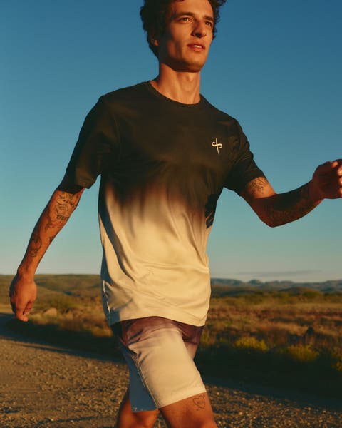 Man wearing running apparel.