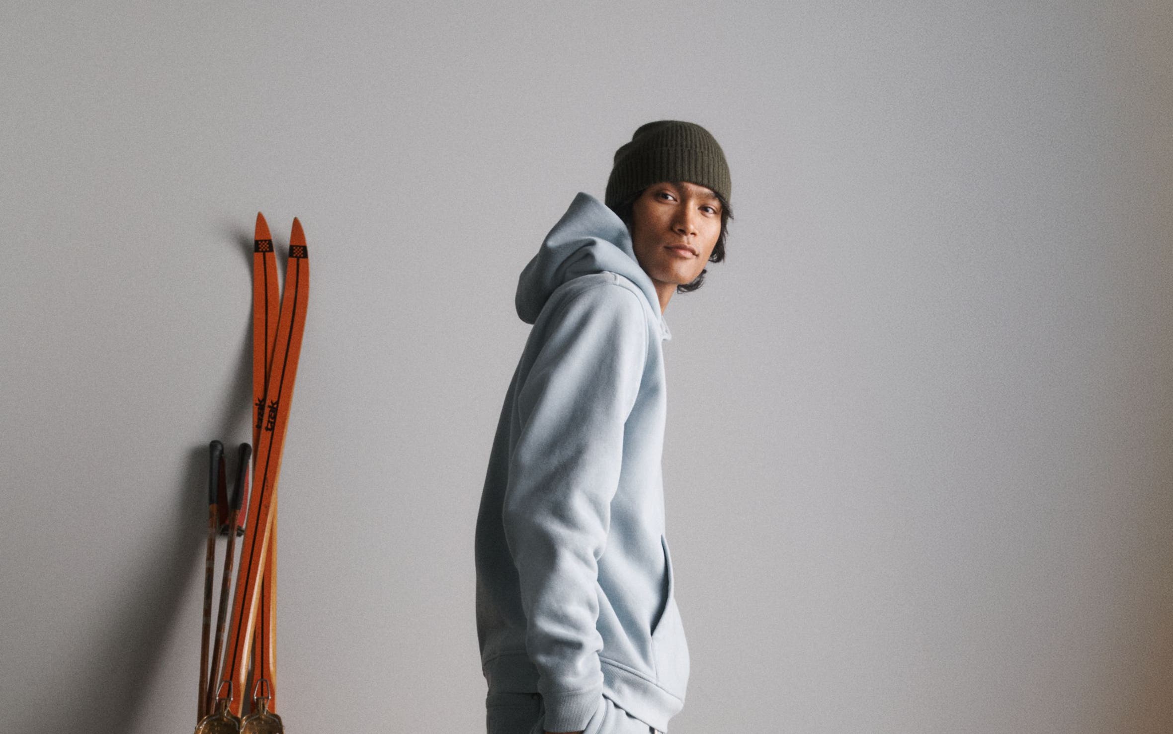Image of man in grey sweat set.