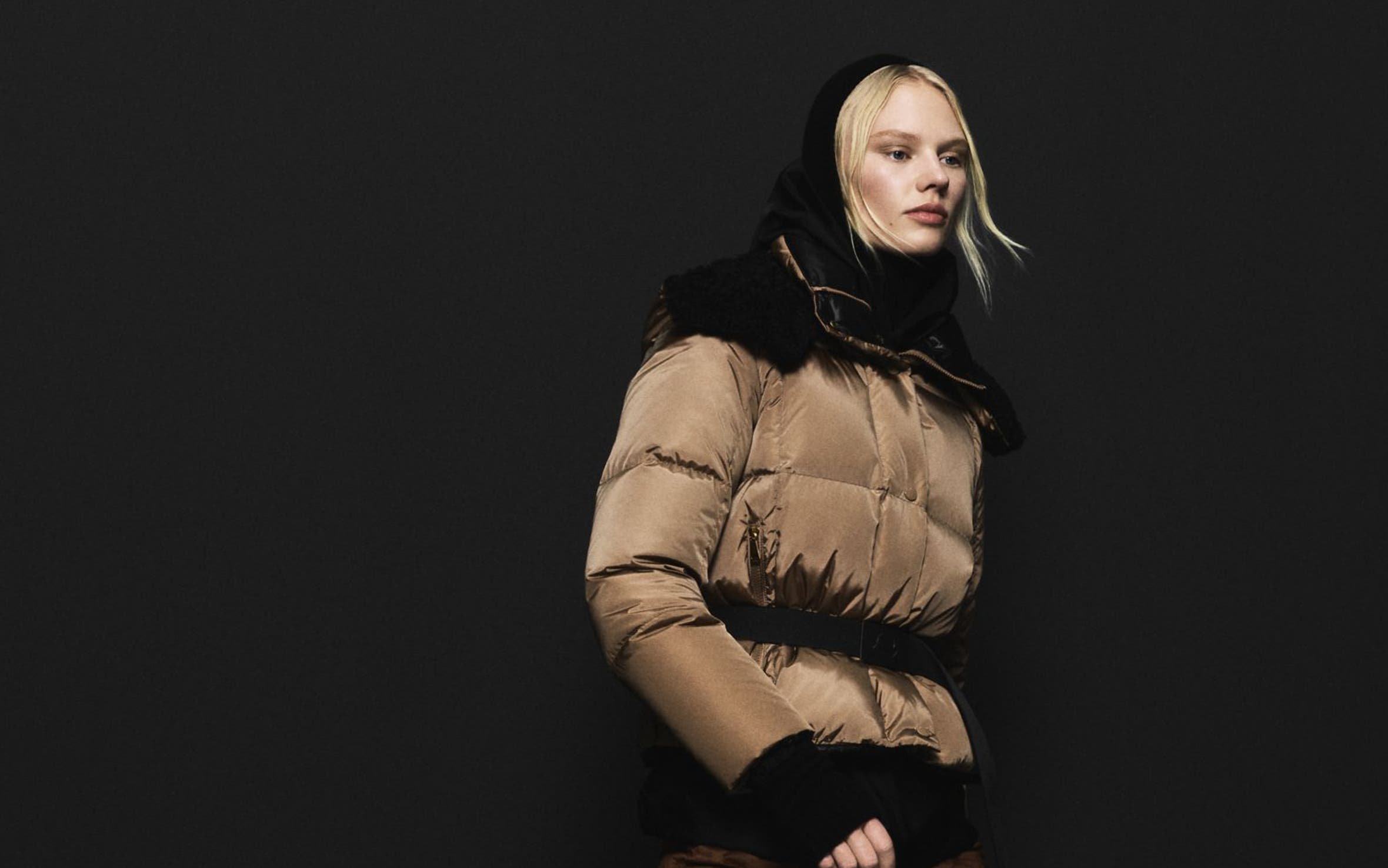 Model wearing Moncler.