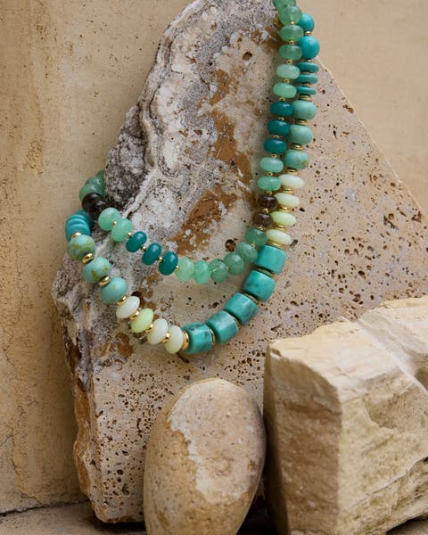 Green beaded Nordstrom necklace.