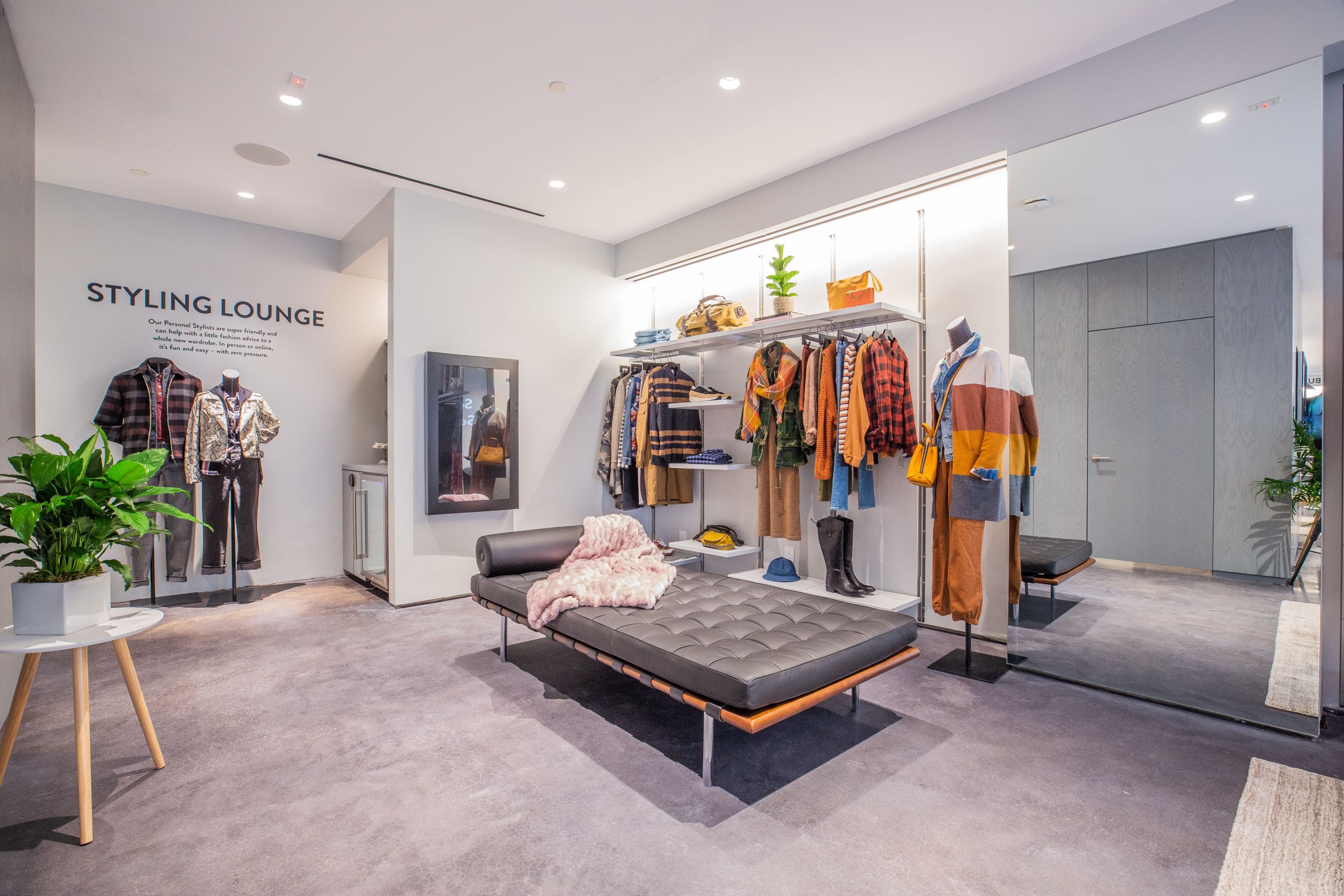 Styling lounge in a Nordstrom Local service hub.