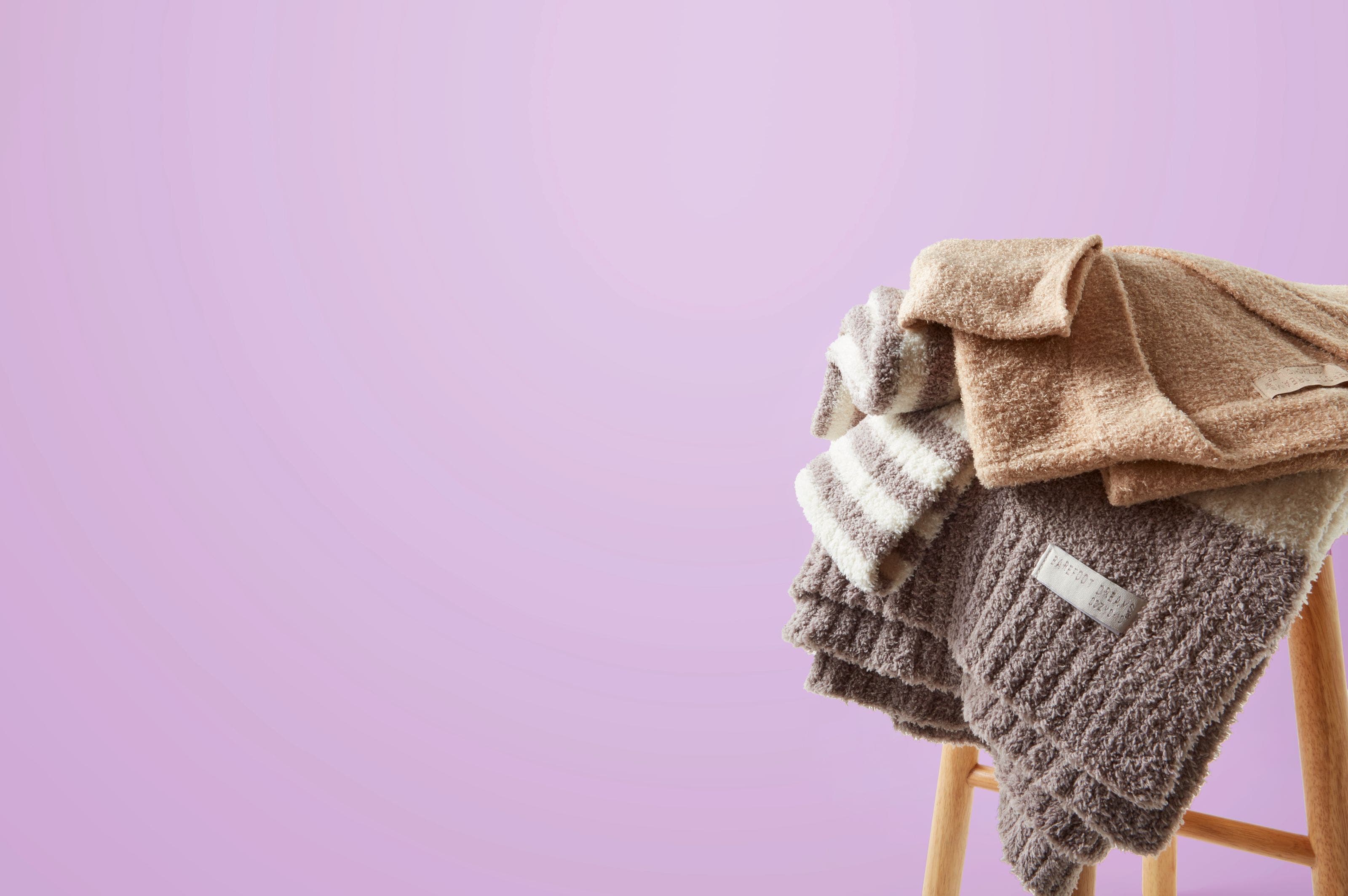 An assortment of soft blankets.