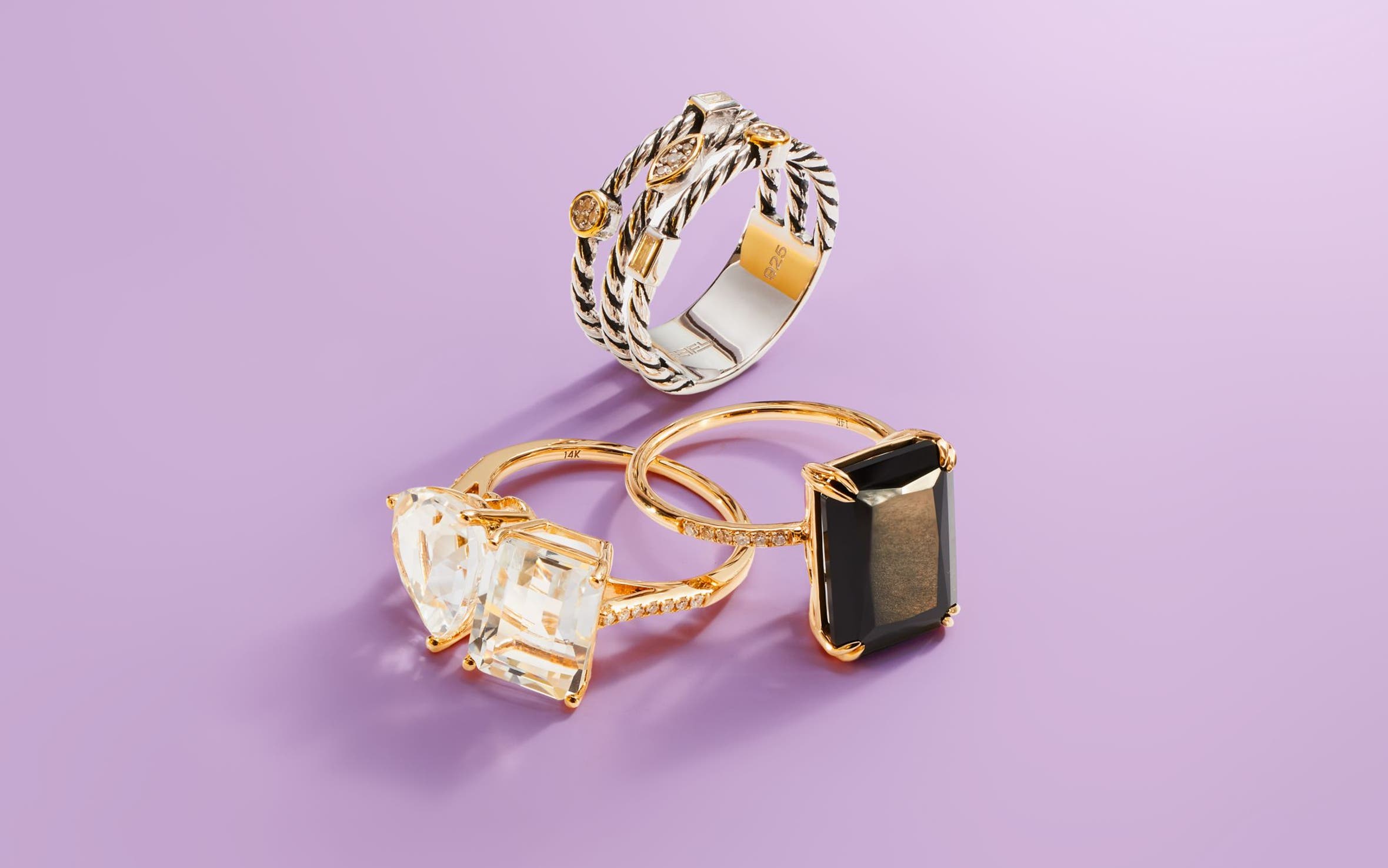 An assortment of women’s rings.