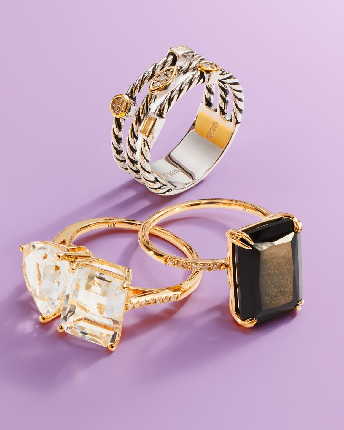 An assortment of women’s rings.