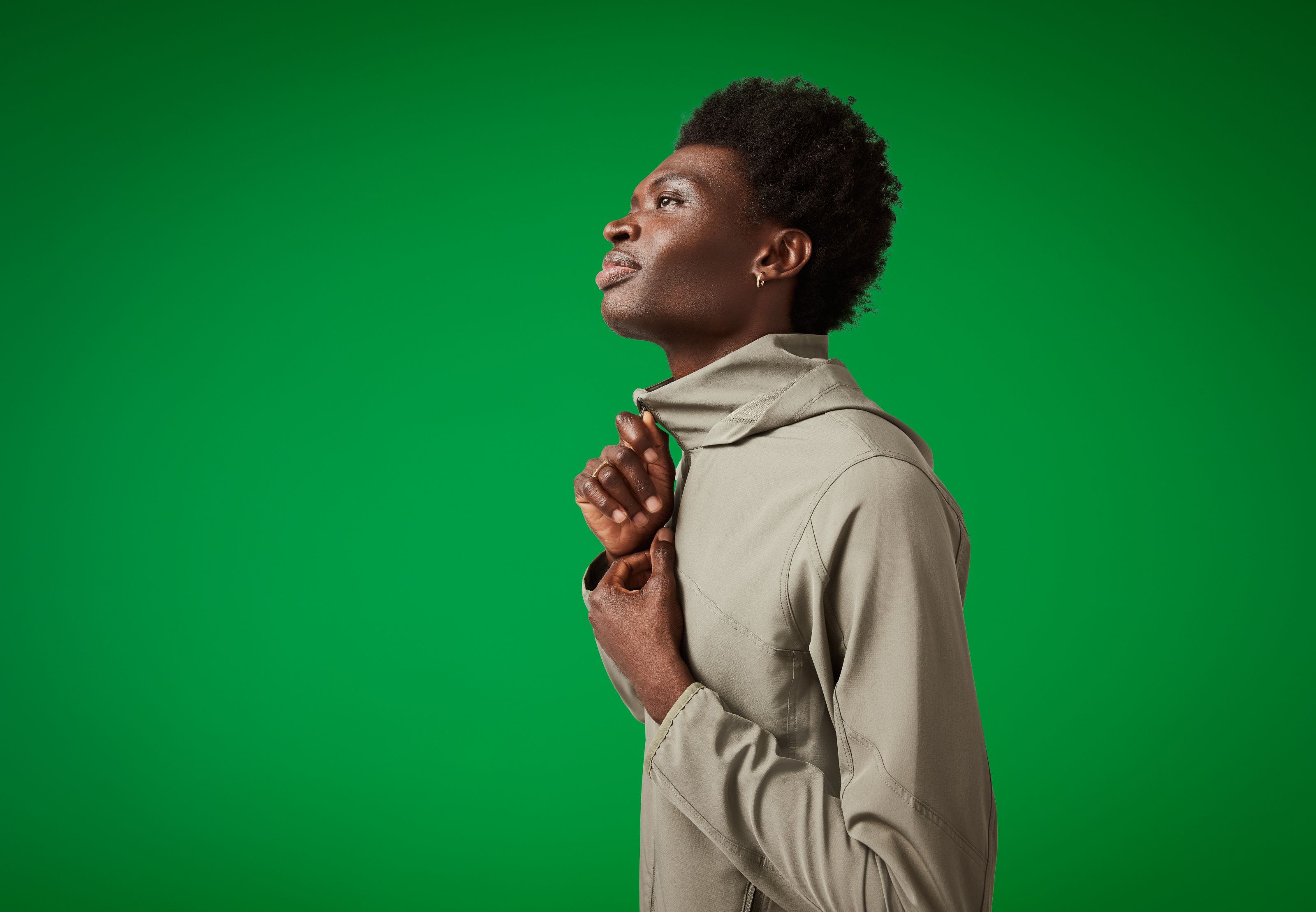 A man wearing an active jacket.