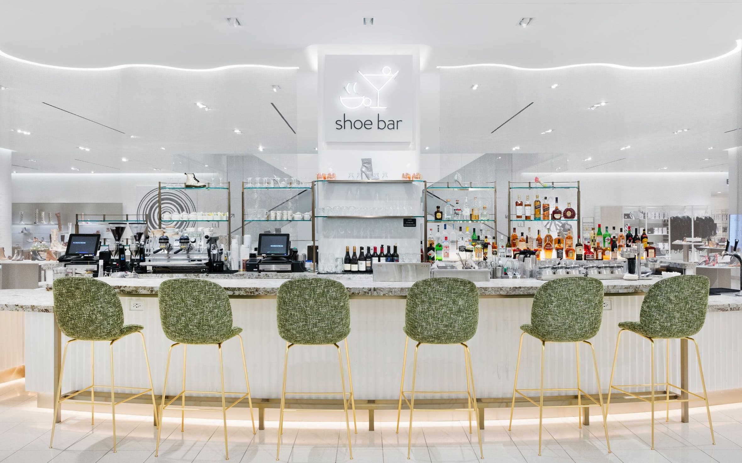 Interior view of Shoe Bar on the floor for women's shoes.