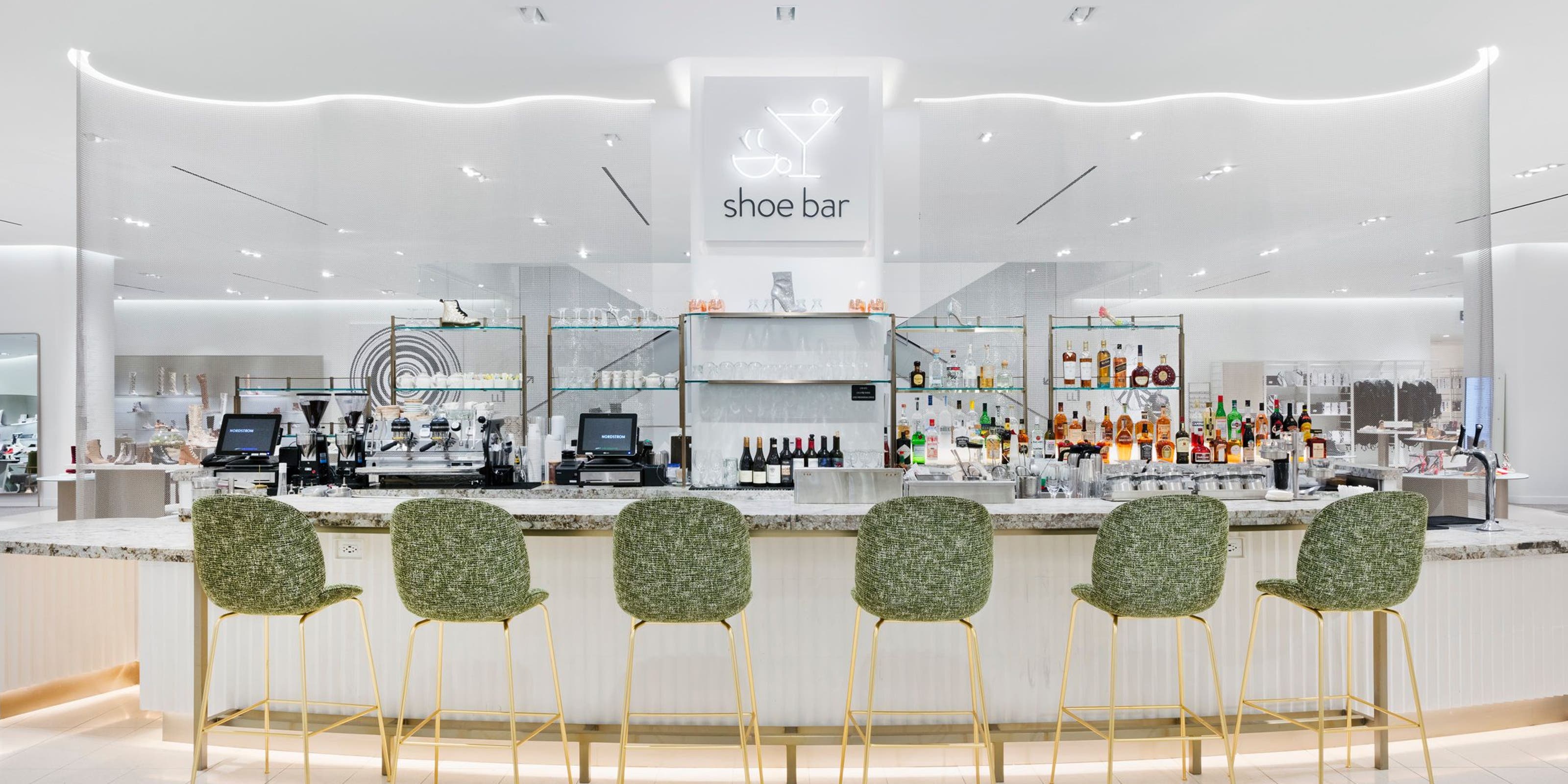 Interior view of Shoe Bar on the floor for women's shoes.