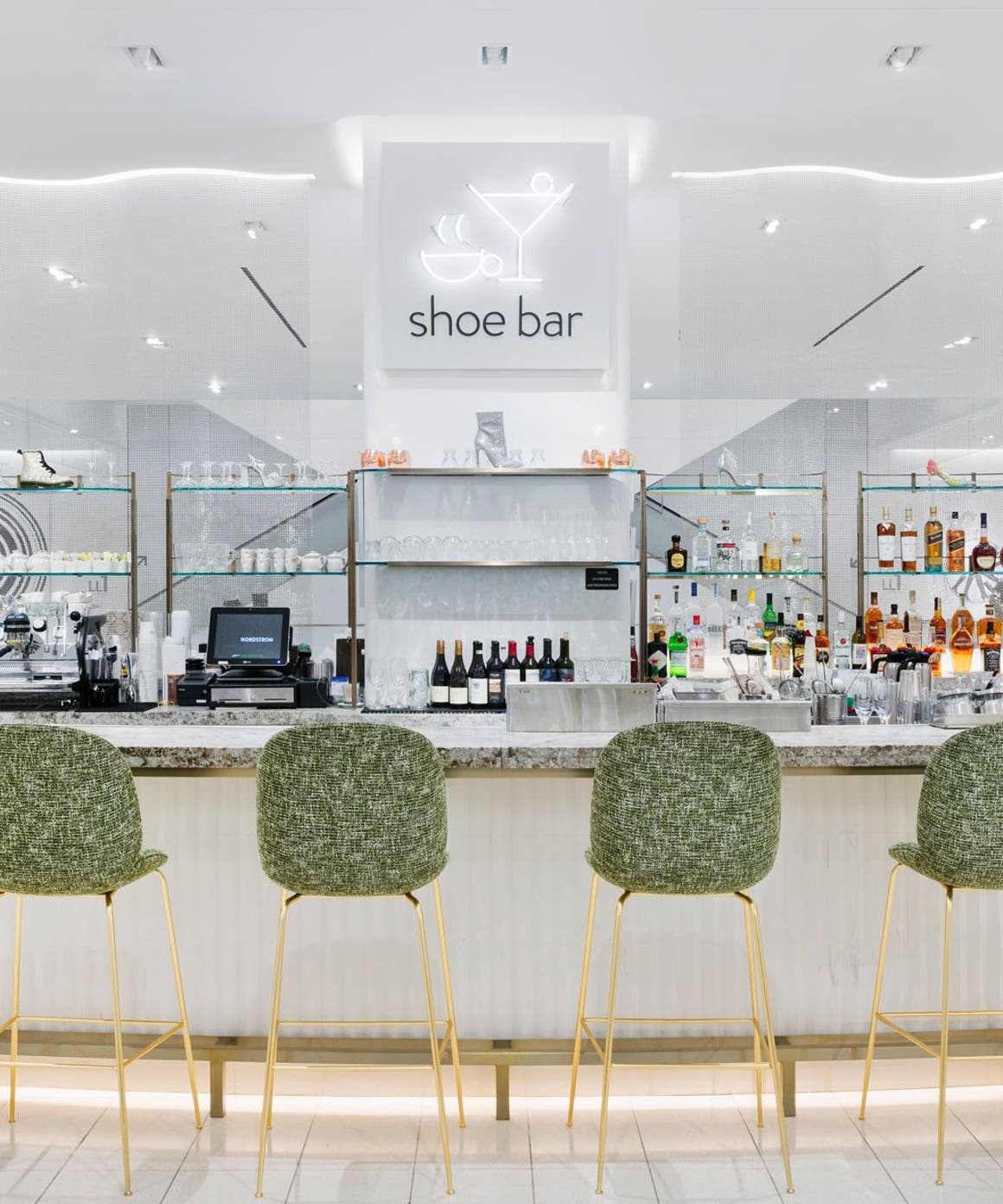 Interior view of Shoe Bar on the floor for women's shoes.
