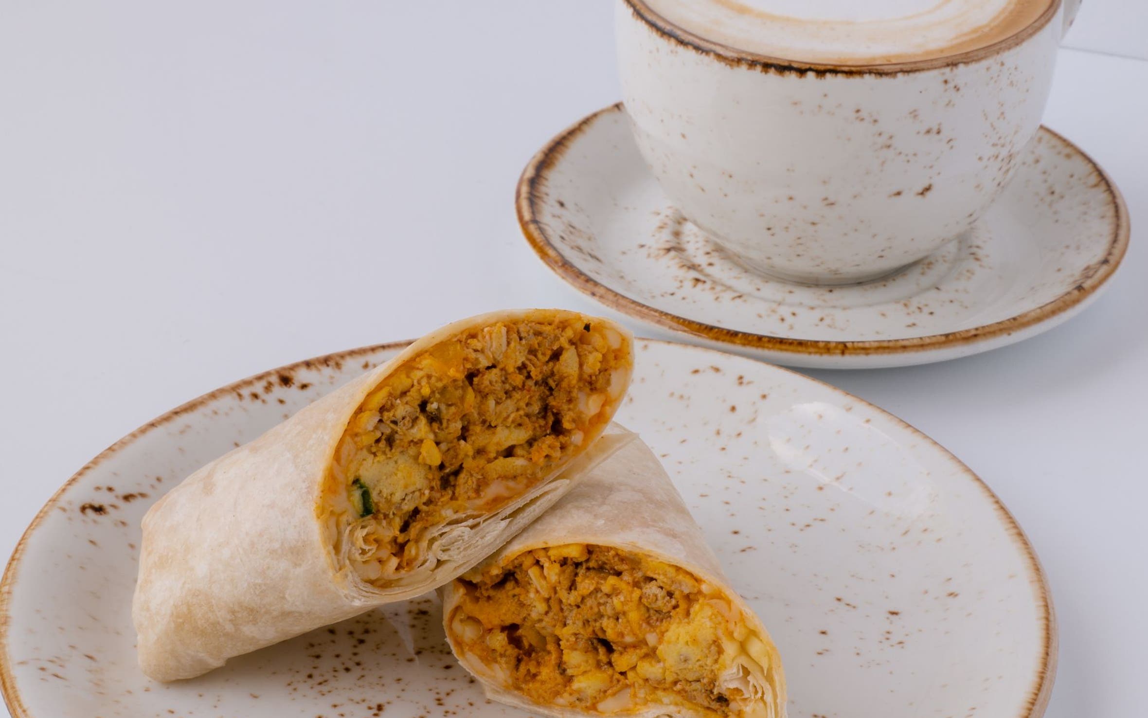 Ebar burrito and latte.