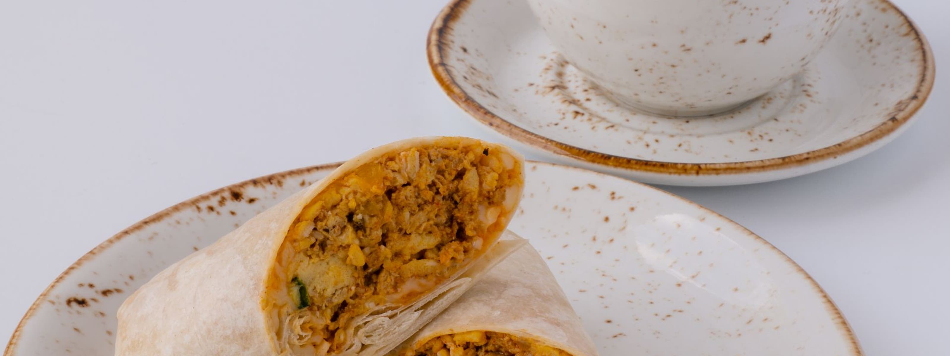 Ebar burrito and latte.