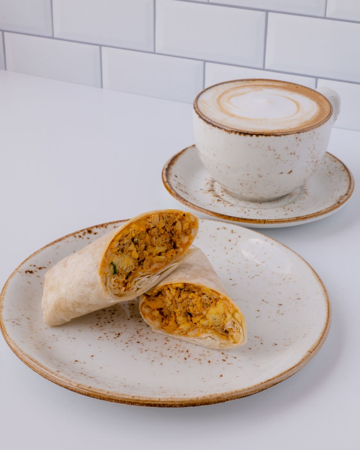 Ebar burrito and latte.