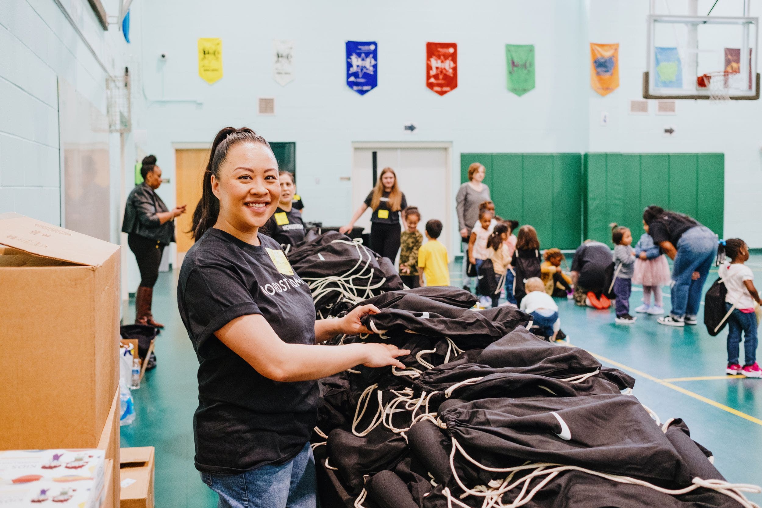 A Nordstrom employee at a volunteer event.