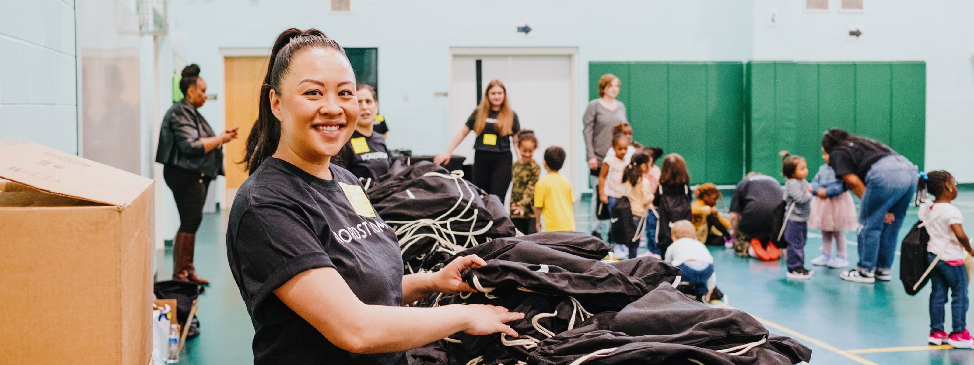 A Nordstrom employee at a volunteer event.