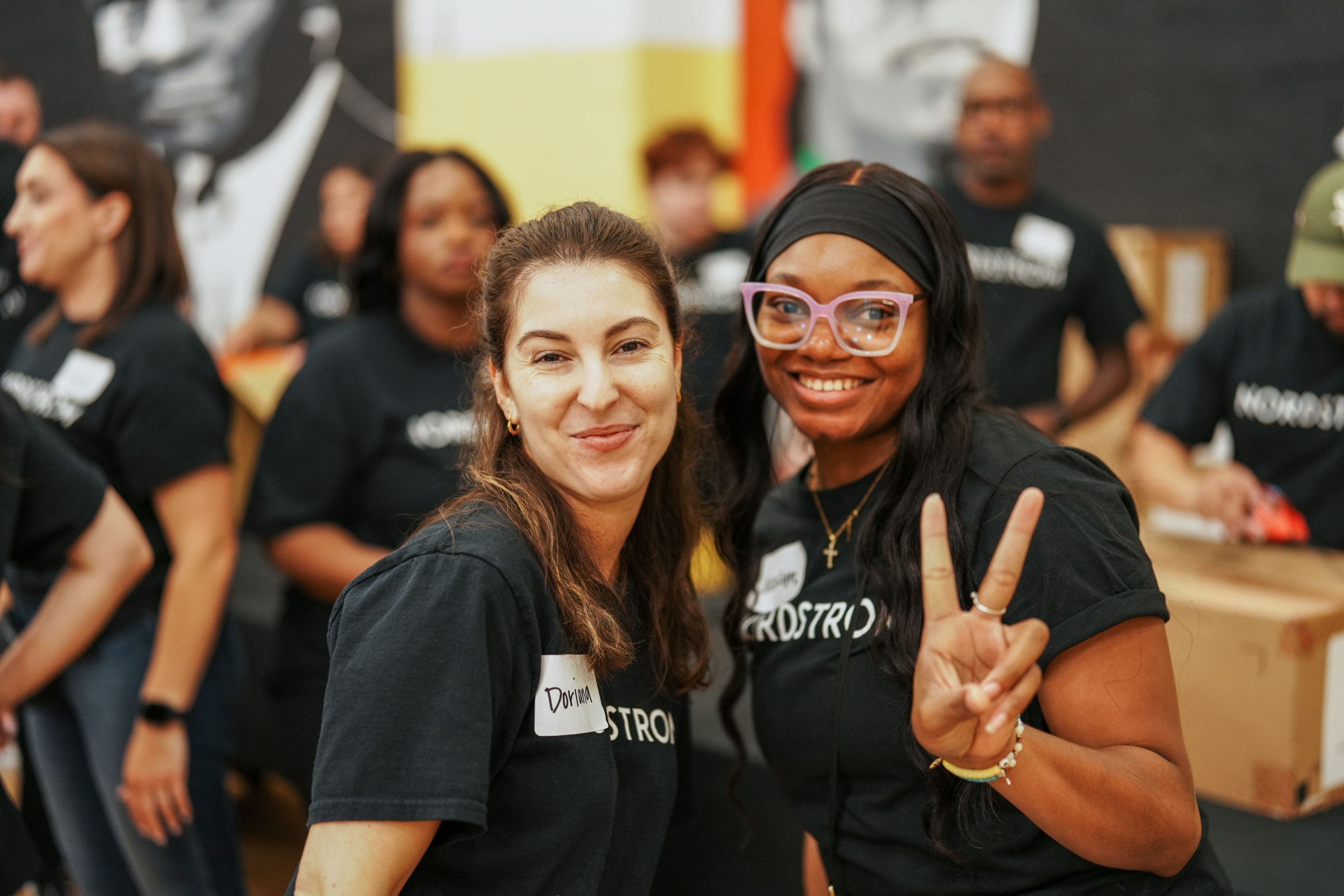 Nordstrom employees volunteering. 