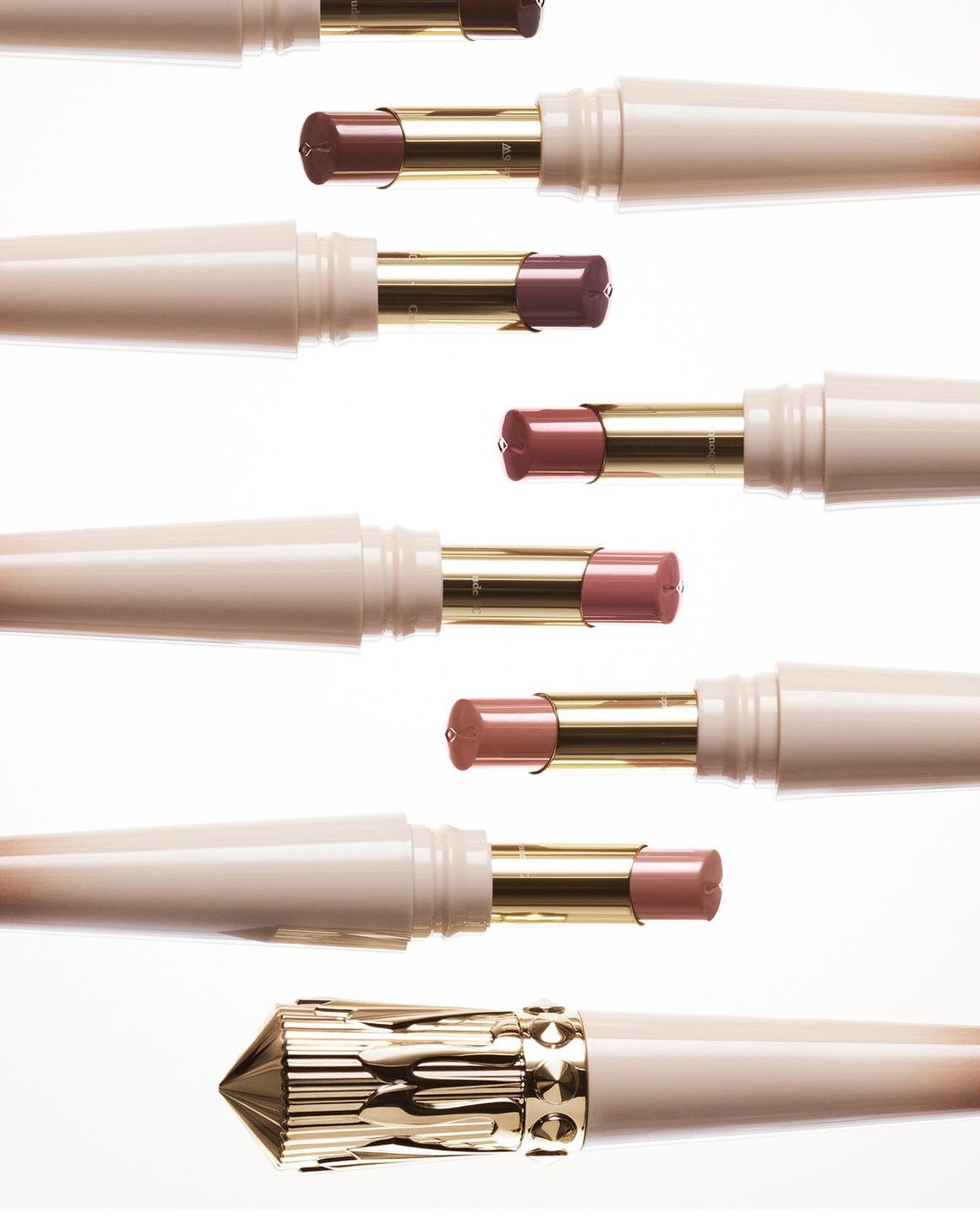 Tubes of Christian Louboutin lipstick.