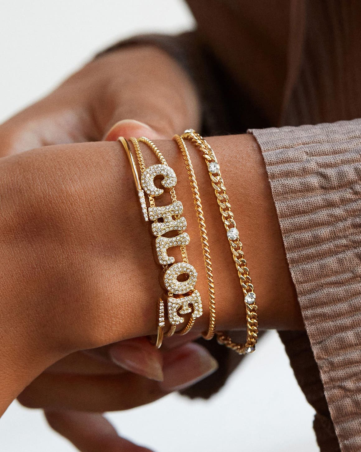 Baublebar bracelet that says Chloe.
