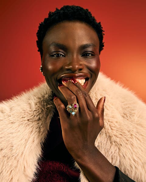 Woman wearing a ring.