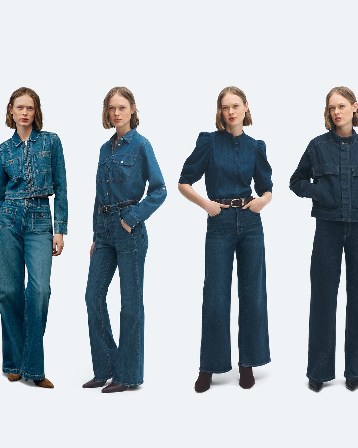 Models wearing Anniversary Sale denim styles.