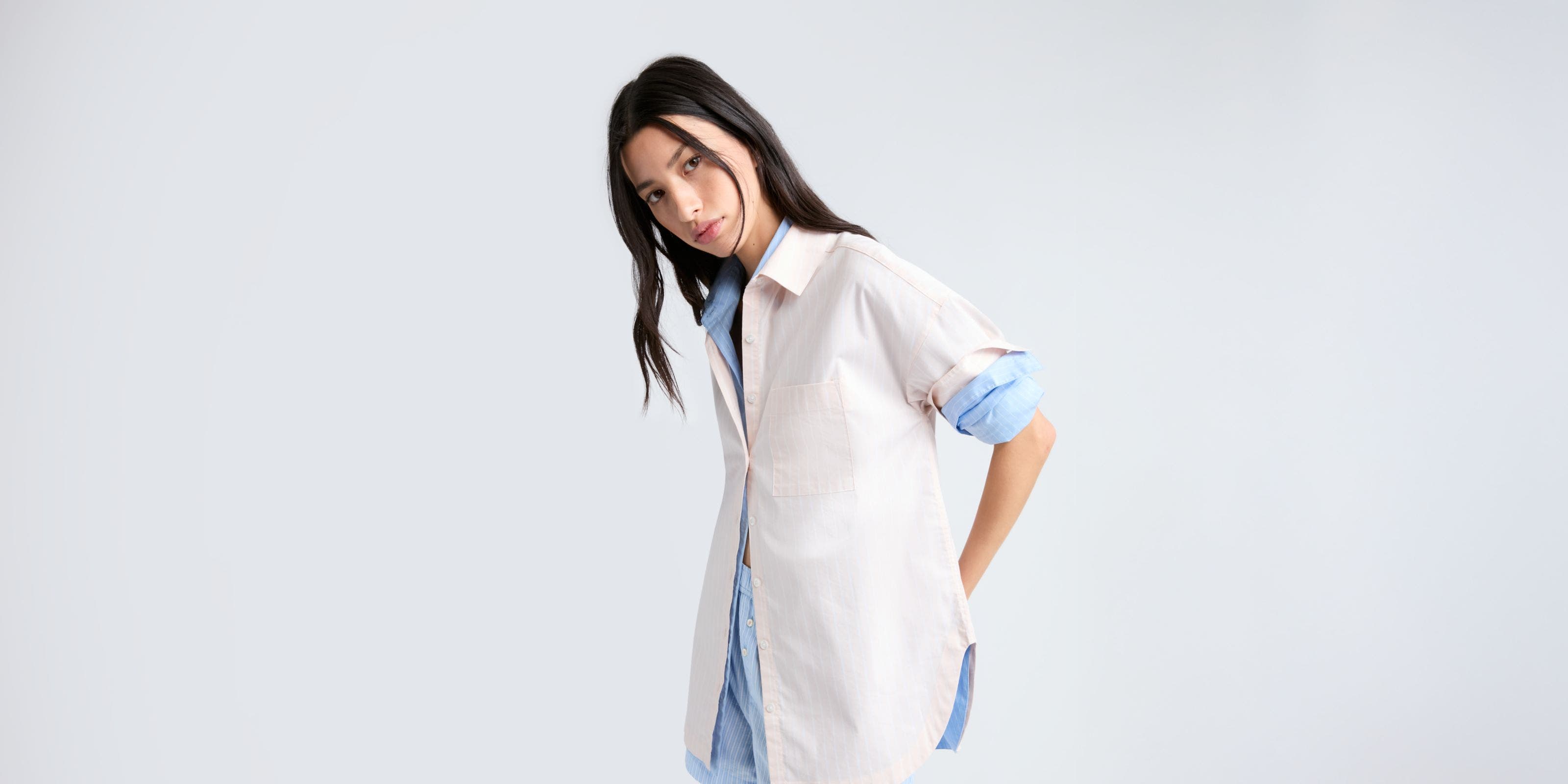 Woman wearing Open Edit spring collection look.