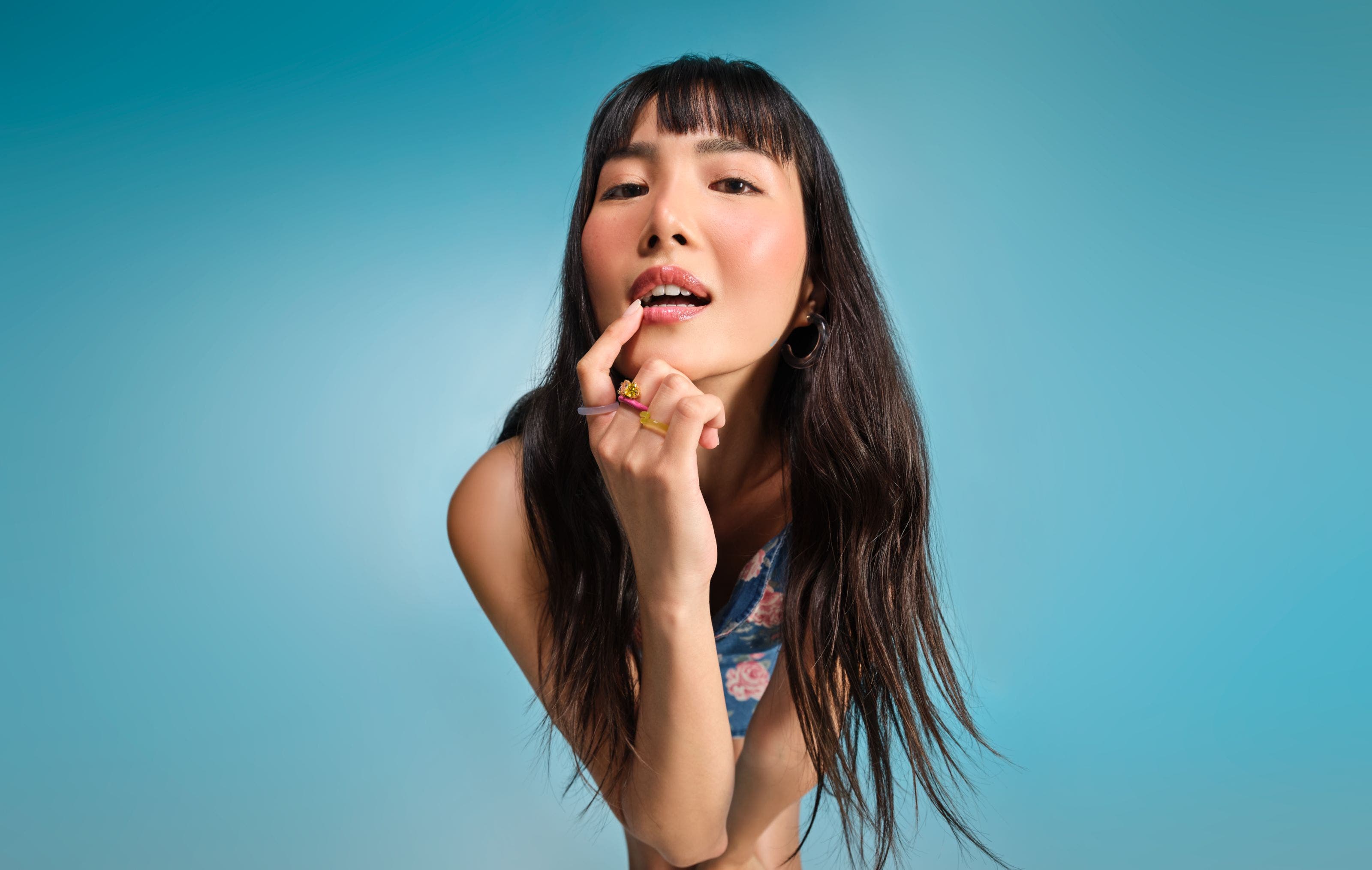 Woman wearing makeup. 