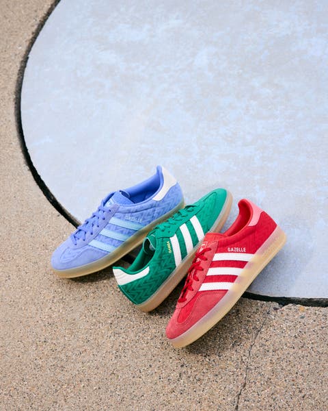 Purple, green and red sneakers.