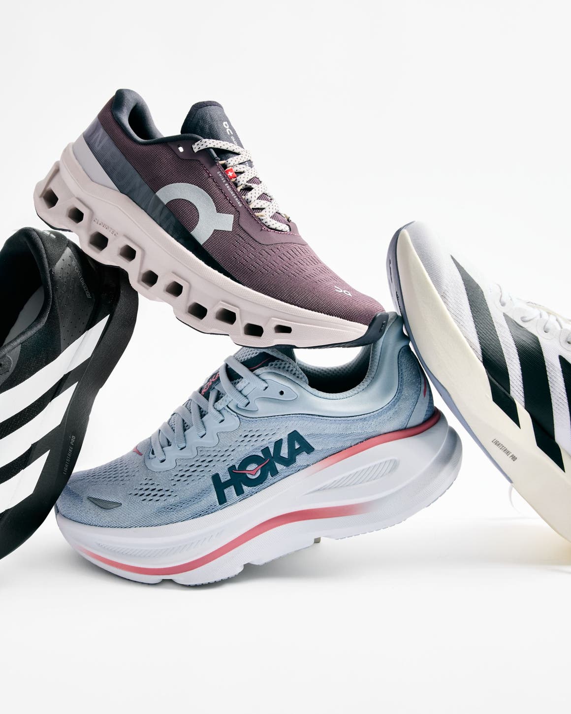 running shoes stacked.