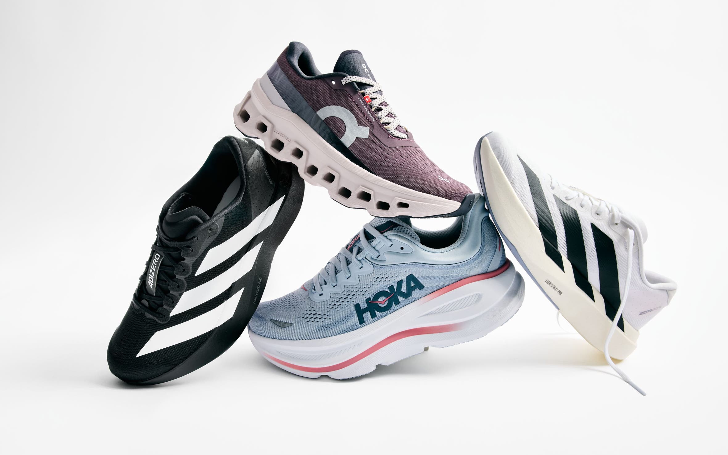 running shoes stacked.