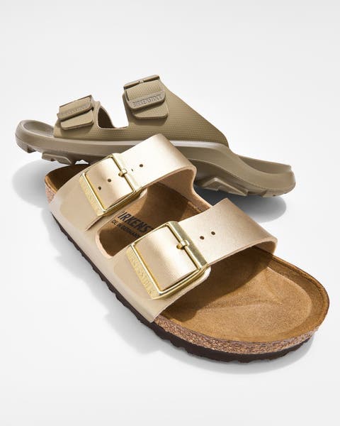 Birkenstock slide sandals.