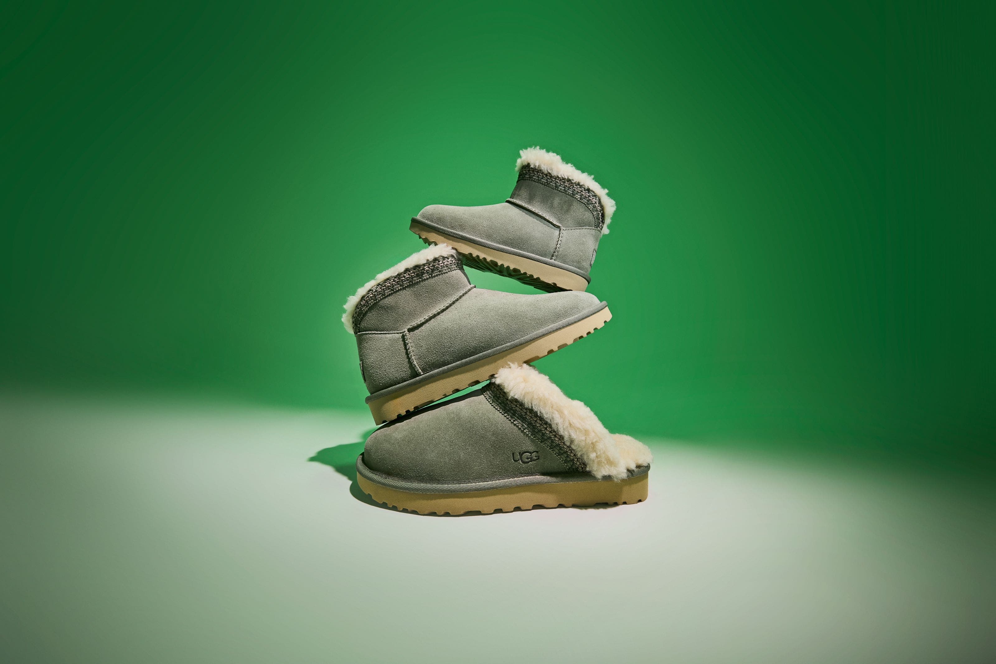 An assortment of UGG shoes.