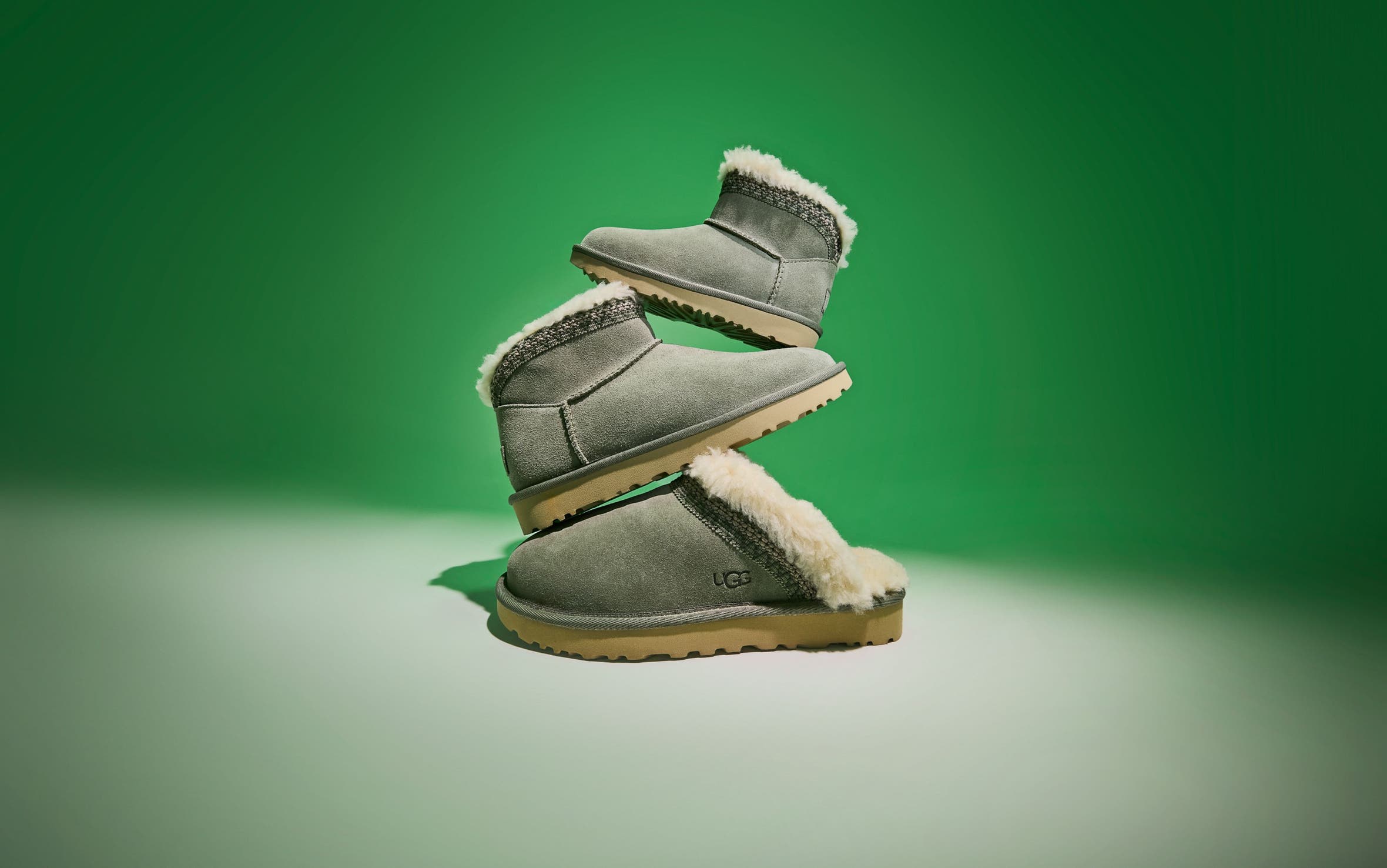 An assortment of UGG shoes.