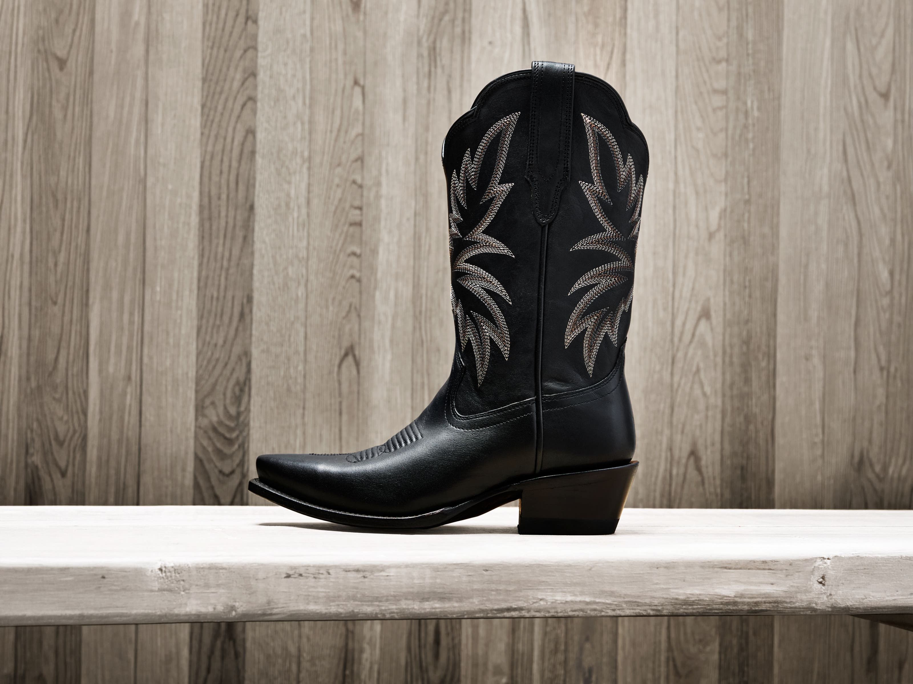 Black cowboy boot.