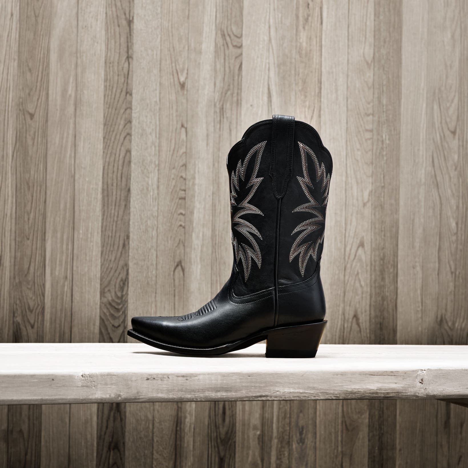 Black cowboy boot.