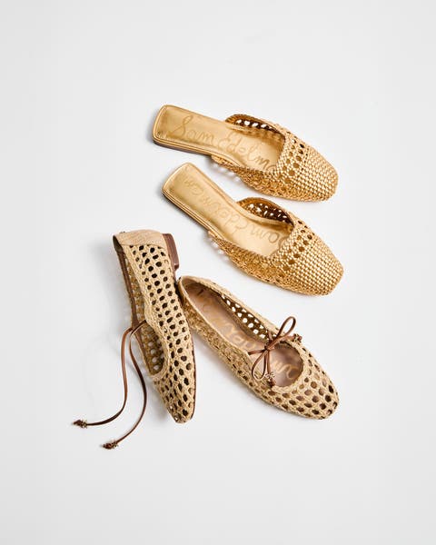 Raffia sandals and ballet flats.