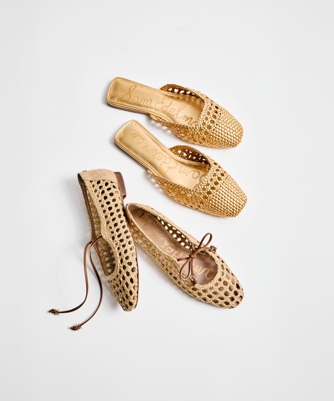 Woven mary janes and mules.