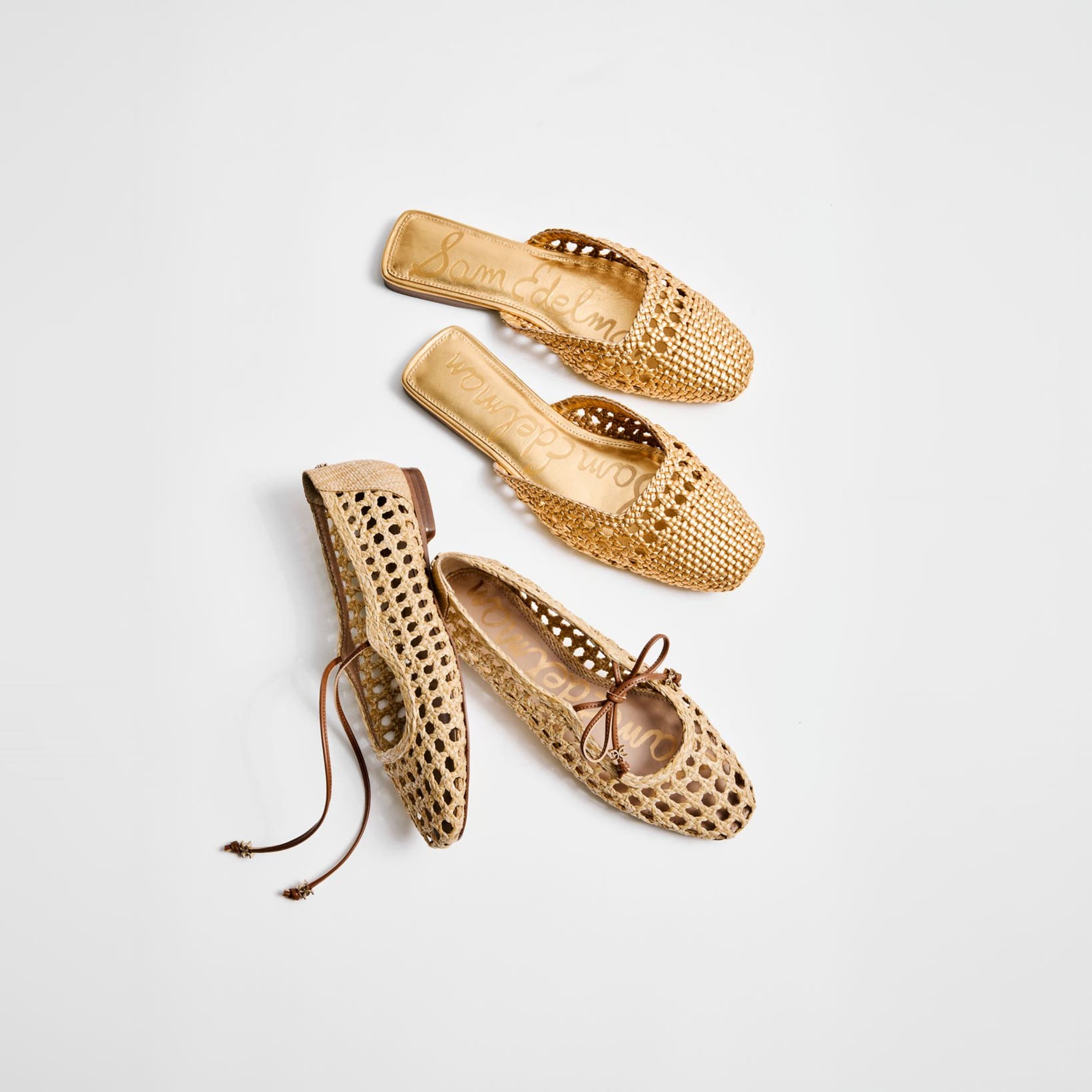 Woven mary janes and mules.