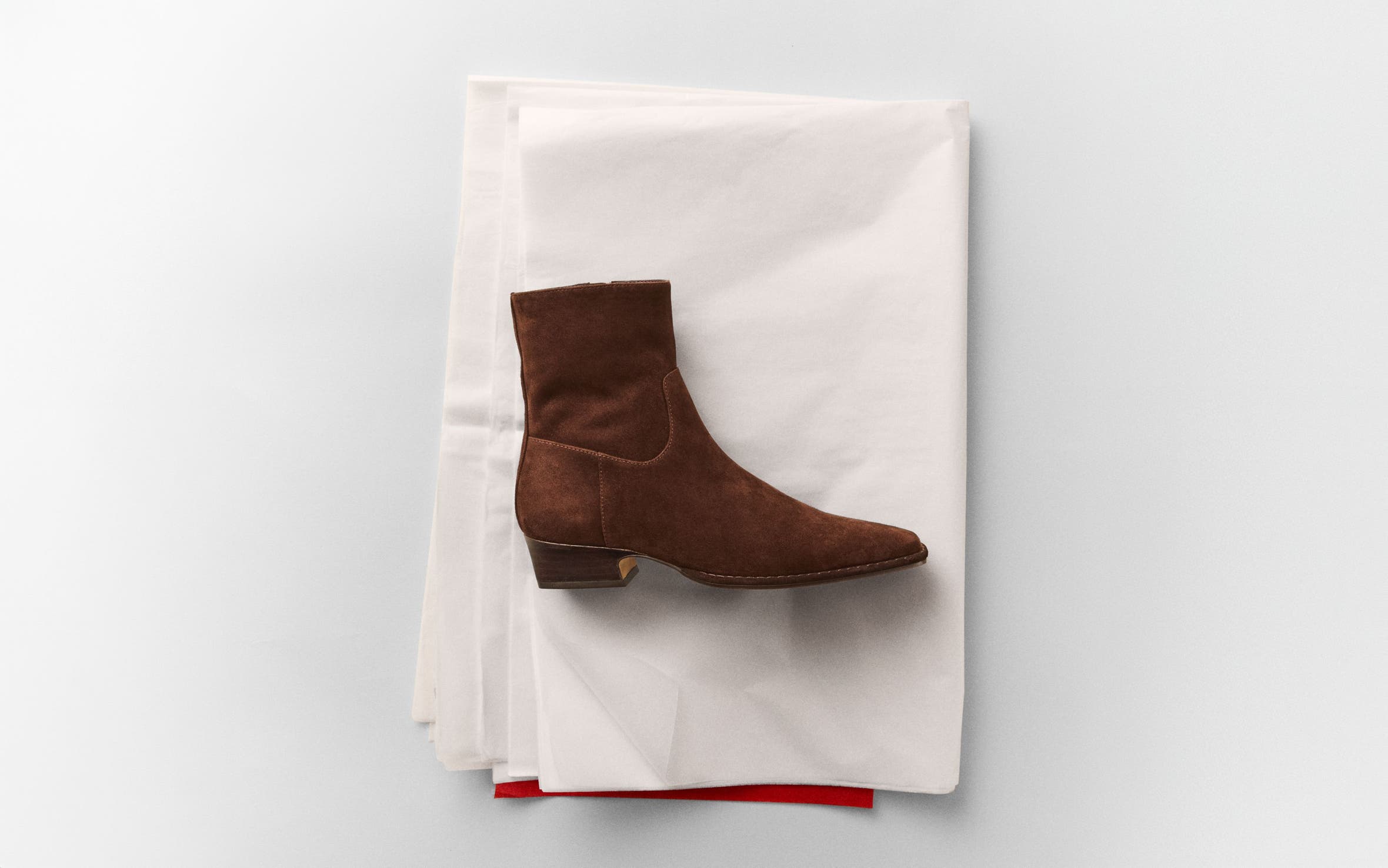 A suede boot.