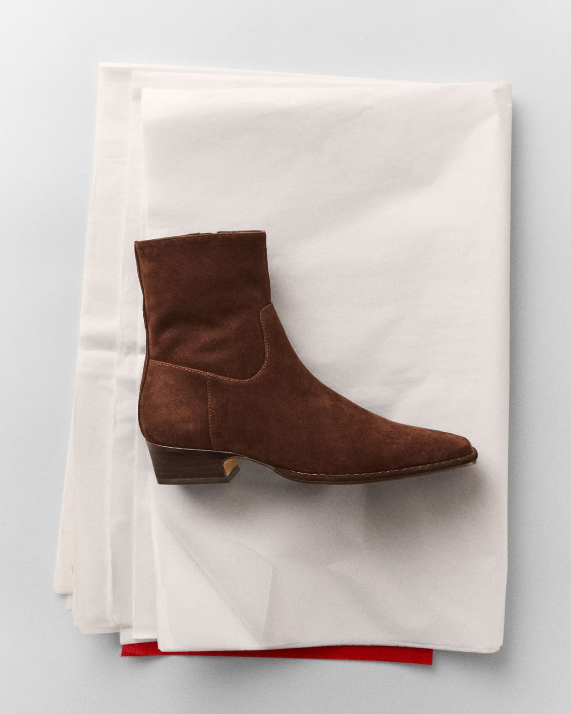 A suede boot.