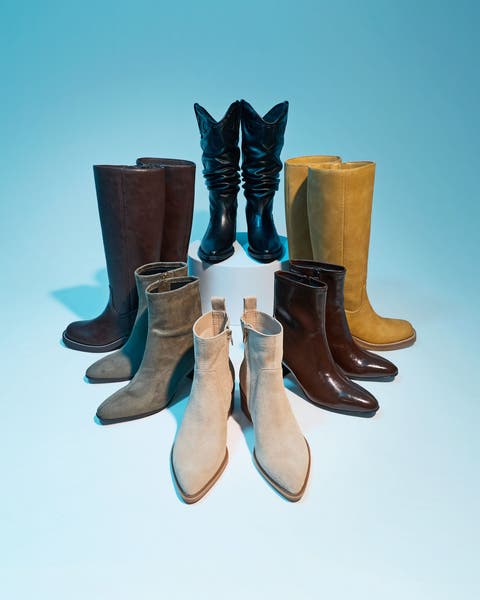 An assortment of women’s boots.