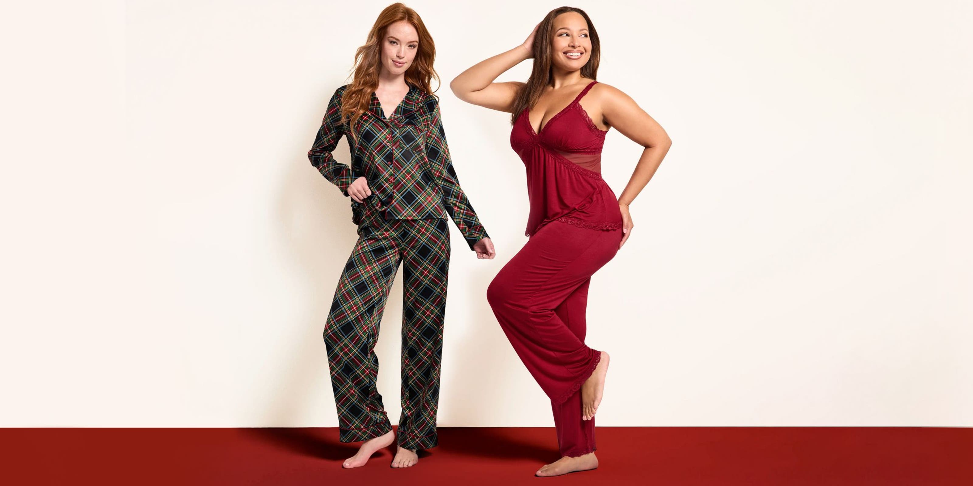 Two woman wearing Adore Me pajamas.
