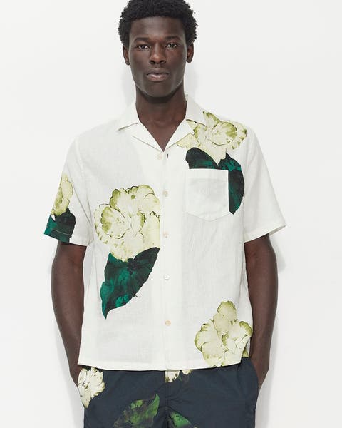 Man wearing Allsaints floral shirt.